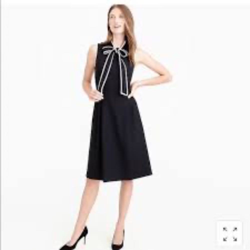 J.Crew Tie Neck Bow Wool Crepe Flare Dress 4 NWT